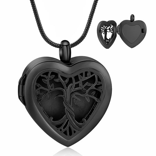 Collier urne funéraire cœur acier étanche pour garder cendres et photo