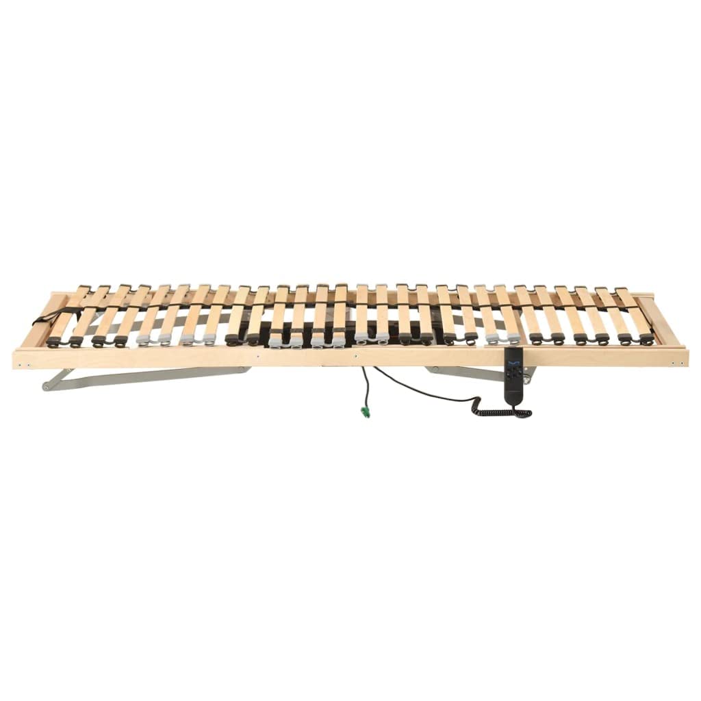 Elektrycznie regulowany stelaż 70 x 200 cm, z 28 listwami, 7-strefowy komfort, rama z drewna bukowego, 4 podwójne panele, sterowanie ręczne do łóżka i materaca, do użytku wewnątrz pomieszczeń