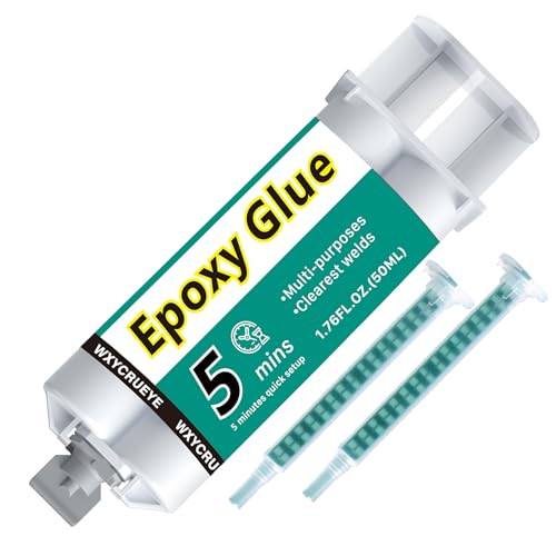 Image of 5 Minute Epoxy Glue All Purpose | Fast Cure Clear Epoxy Resin Adhesive for Plastic, Metal, Wood, Ceramic & Fiberglass | Two Part epoxy Glue