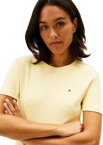Tommy Hilfiger Damen T-Shirt Kurzarm New Slim Cody mit Rundhalsausschnitt, Gelb (Zesty Yellow), L – Ansicht 4
