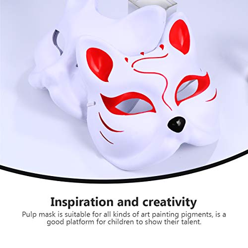 image for XYBHRC Cat Mask, 3PCS Therian Masks White Cat Masks Blank DIY Hallowee