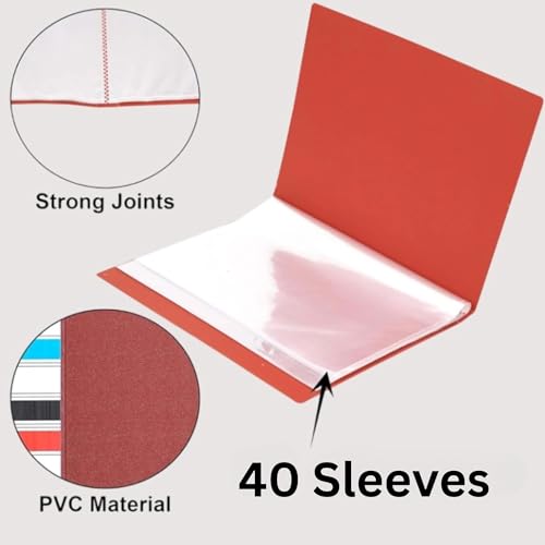 Image of TULMAN 40 Pockets Bound A4 Size Presentation Display Book Portfolio File Binders with Plastic Clear Sleeves Document Organizer, Music Sheets Artwork Drawing for School Office - Color May Vary - 1 pk