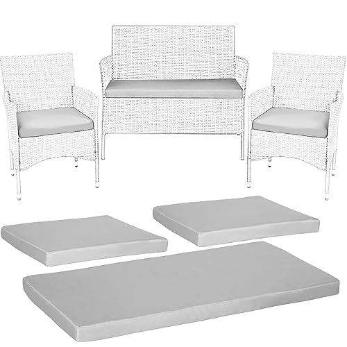 KISAA Living Outdoor Garden Rattan Cushions | 3-Piece Set for Rattan Patio Furniture | Comfy Seat Pads with Removable Cover | Water-Repellent, Durable, and Lightweight (Grey)