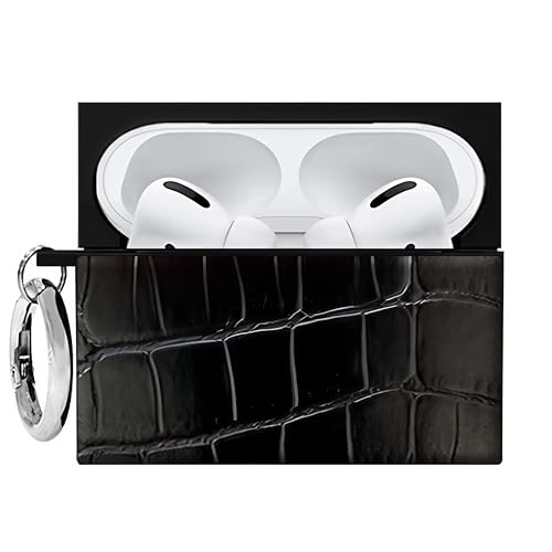 Flaunt Official Square Crocodile Faux Leather AirPods Pro Case w/Silver Ring - Compatible w/AirPods Pro 2nd/1st Generation - Wireless Charging - Lightweight & Shockproof - Black by FLAUNT - Used condition - US$16.97