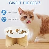 IDOGCHEW Keramik Anti Schling Napf Katze Erhöht, Schlingnapf Katze Nassfutter - Slow Feeder, rutschfest, Einfach zu Reinigen, Antischlingnapf für Katzen und Kleine Hunde, Weiss