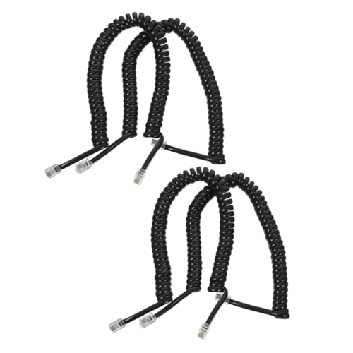 Mikikit 4pcs Coiled Telephone Cord Flexible Spring Design Universally Compatible Phone Receiver Cable for Office and Home Use Easy Installation for Line Phones and Communication Devices