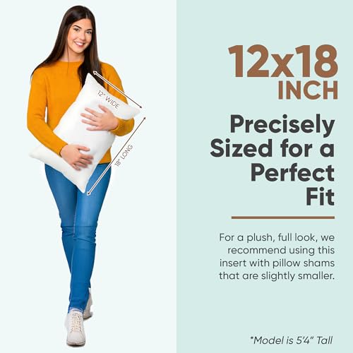 Image of Pillowflex Synthetic Down Pillow Insert 12x18 in - Karate Chop Pillow | Small Rectangle Sham Form, Plush Polyester Cotton Blend, Cloud-Like Comfort, Clump-Resistant Fill, Smooth Elegant Finish
