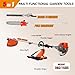 5 in 1 Gas Weed Eater, 52cc 2-Cycle Grass Trimmer & Hedge Trimmer, Brush Cutter, Weed Wacker Gas Powered, Pole Saw with Extension Pole, String Trimmer for Home, Garden, Lawn Care (Orange)