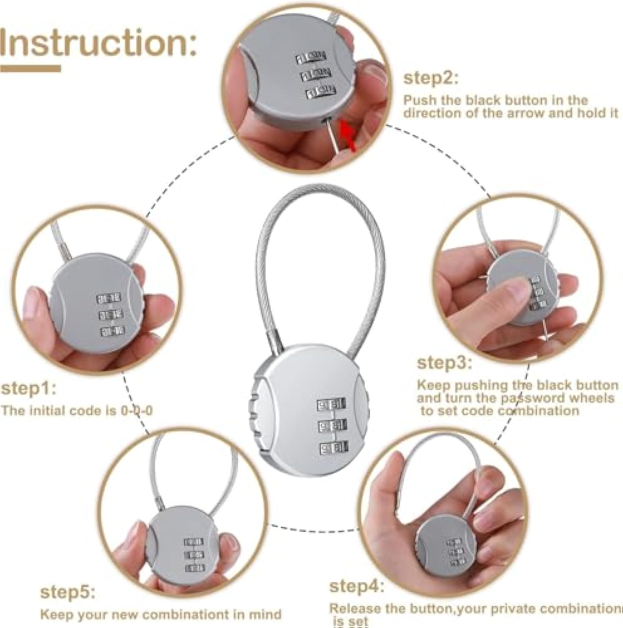 SHEHEM 3 Digit Travel Luggage Lock Combination Lock