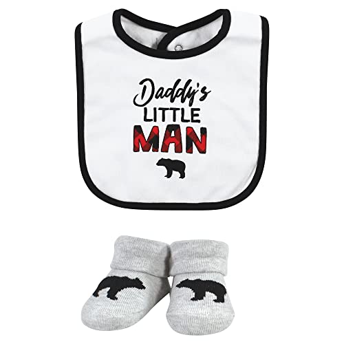 Image of Hudson Baby Unisex Baby Cotton Bib and Sock Set, Buffalo Plaid Family, One Size