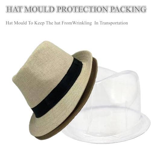 Image of 2 Pack Straw Fedora Hats for Men and Women, Short Brim Summer Beach hat, Trilby Panama Sun Hats.