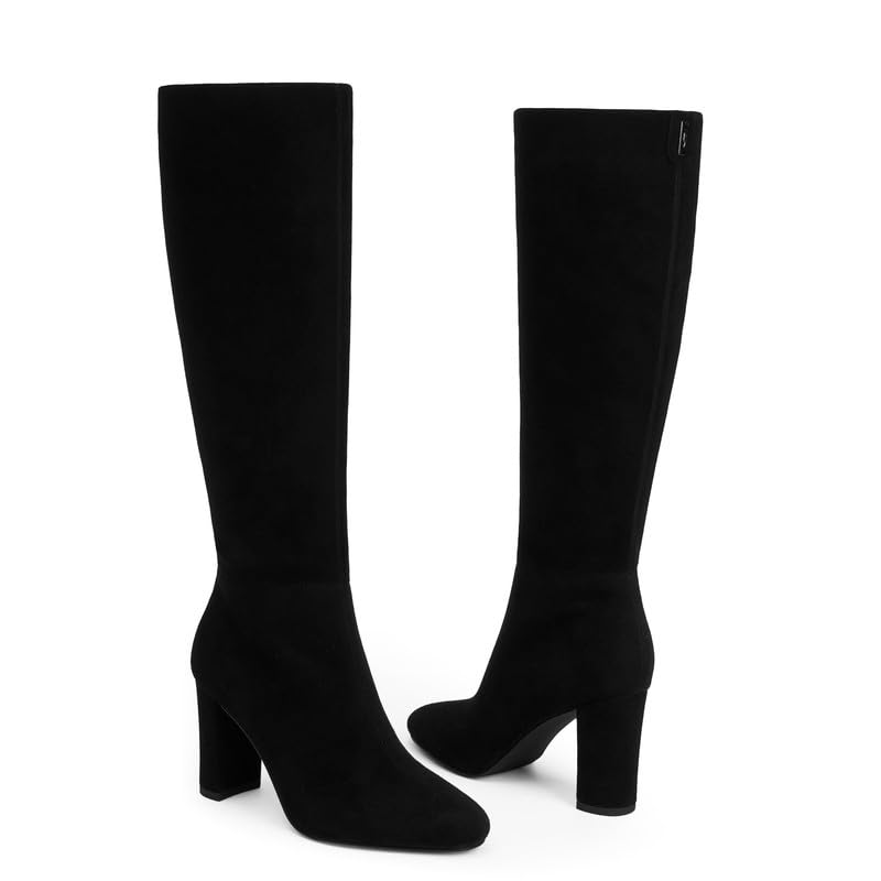 Image of Modatope Knee High Boots for Women Chunky Heel Rounded Toe Tall Boots | 2026 Fashion Winter Fall Boots for Women,Side Zipper PU Leather Long Dress Boots, Block Heel Tall Boots