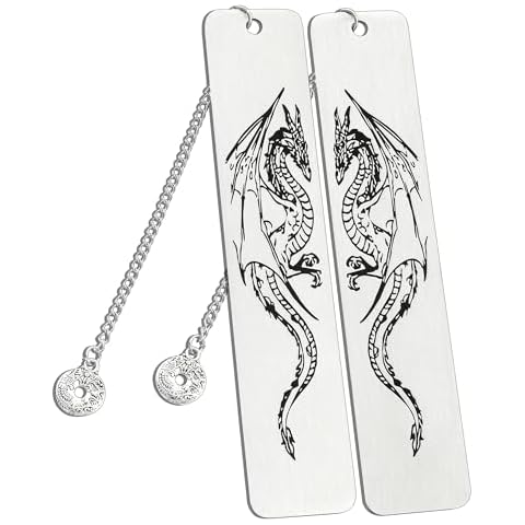 Fourth Wing Stainless Steel Bookmarks, Set of 2, Flying Dragon Metal Bookmark with Tassel, Book Mark for Reading Women Men Couple Book Accessories,Reading Supplies for Book Lover (Style 4) Cover
