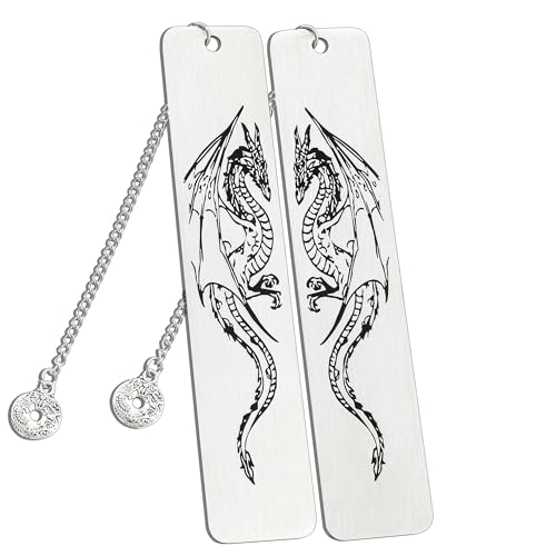 Lesezeichen aus Edelstahl mit Fliegender Drache, Metall-Lesezeichen mit Quaste, Lesezeichen zum Lesen, für Damen und Herren, Paare, Buchzubehör, Lesezubehör für Buchliebhaber (Stil 2)