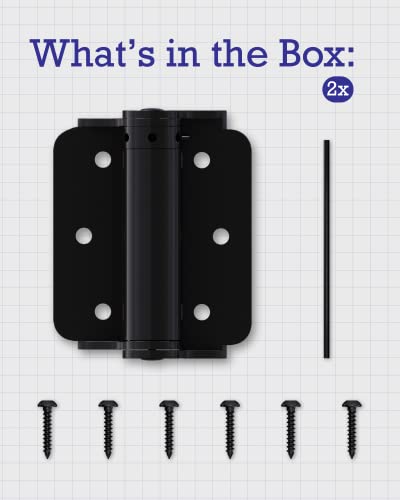 Hardware Essentials 852868 Hardware Essentials 852546 Satin Brass Double-Acting (3-Inch) Black Adjustable Screen Door Spring Hinge, 3" (76.2Mm), 2 Count #TOP6