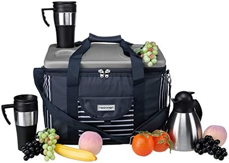 anndora Cool Bag, XL, Black / White Polka Dots, 40 L - Insulated Picnic Bag, Xl Navy Blue White (Blue) - TW-1886-232
