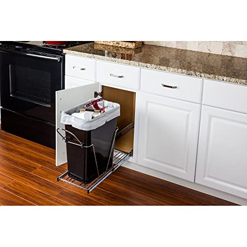 Hardware Resources Single Trash Can Pullout Waste Container System, 1 Count (Pack Of 1), Chrome #TOP4