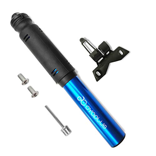 CYCPLUS Mini Portable Bike Tire Pump Bicycle Fram Mount Pump Fits Presta & Schrader Valve 110 PSI High Pressure for Road Mountain and BMX Bikes Includes Mount Kit A30 Blue