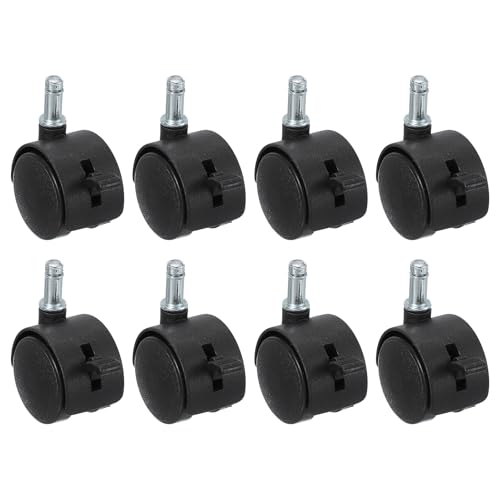 PATIKIL Rotelle Per Sedia Ufficio Sostituzione 1.5, 8 Pezzi Nylon Heavy Duty Rotelle Mobili Ufficio Con Ruota Universale Per Pavimenti Legno Tappeti, Nero(Stelo Standard Con Freni)