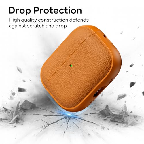 ACRONIX für AirPods Pro 3 Hülle 2025, Soft TPU Hülle für Apple AirPods Pro 3 mit Handschlaufe, Leder-Touch-Design, Baumtextur Airpods Pro 3 Case - Orange
