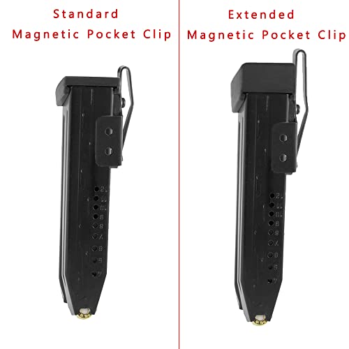 Bomeek 2 Pieces Universal Right & Left Hand Standard & Extended Magnetic Pocket Clip Fits 9Mm/.40 S&W And.357 Sig Double & Single Stack, For Standard & Extended Magazine Or Deeper Concealment Carry #TOP1
