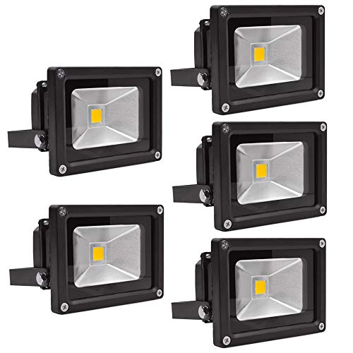 ALPHA DIMA 5x10W Foco LED Exterior,Reflector Proyector LED IP65 Impermeable,Foco LED 6000K Blanco Frío para Patio Camino Jardín Almacén(Negro)
