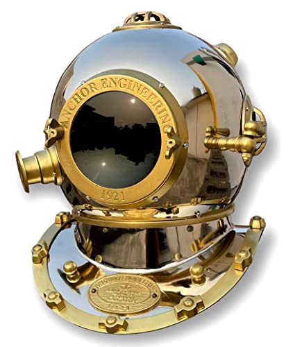 Casque de plongée Marine Gold et Silver objet deco mer