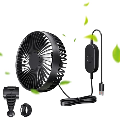 Genérico Ventilador De Refrigeración Para Coche, 3 Velocidades Ventilador De Aire Frío, Soplador Ajustable Potente y Silencioso Para Autocaravana Camping Hogar