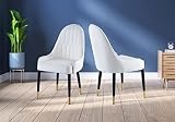 Yoluckea PU Leather Dining Chairs Set of 2, Upholstered Modern Tufted Dining Room Chairs Accent Chai