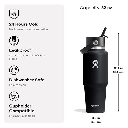Hydro Flask Travel Water Bottle - Insulated Stainless Steel - Wide Straw Lid, Non Spill, Leakproof in 32 Oz Oat Tan - image 5