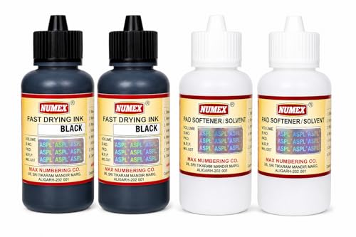 Image of NUMEX Gold Jet Black Batch Printing Fast Drying Liquid & Softener Combo (100ml x 2) | Permanent Coding | Smooth Flow | Since 1976