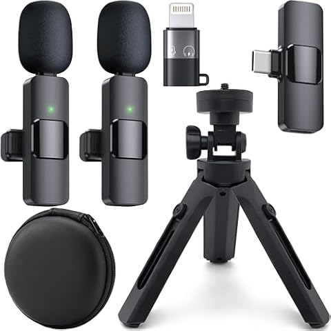 GOVLAX Wireless Microphone with Tripod and Case Cover
