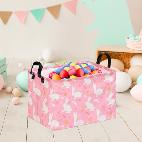 Image of Kid Clothes Storage Basket Gift Shelf Basket Toy Storage Bin, Nursery Basket Organizer Box With Handles for Room Deco Bunny Easter Eggs Basket for Children