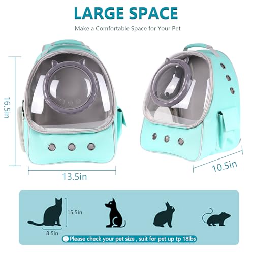 WillWant Mochila Verde para Gatos, Mochila com Bolhas para Gatos, Bolsa de Transporte para Gatos com