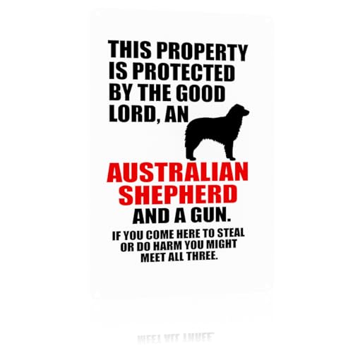 Funny Metal Signs Posters Australian Shepherd Wall Art Tin Sign For Yard Sign Outdoor Lawn Garden Home Dorm Room Office Decor 8x12inch