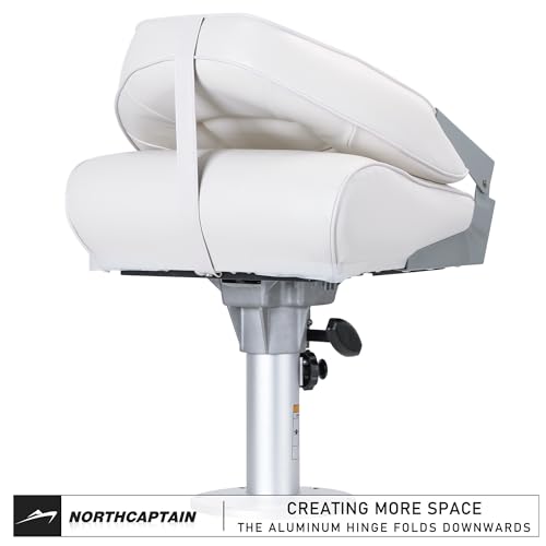 NORTHCAPTAIN Deluxe A Pair of Marine High Back Folding Boat Chair Fishing Boat Seat,for Fishing, Bass/Jon/Pontoon Boat Chairs, 4 Mounting Screws Included,White by NORTHCAPTAIN - Image 5