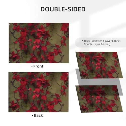 Drapeau de vigne à fleurs rouges 1,2x1,8 m grand format double face pour déco