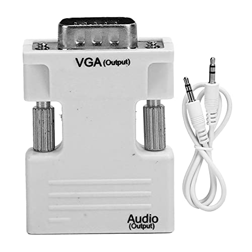 Vikye HDMI to VGA Adapter, High Definition Multimedia Interface to VGA Female to Male Converter HD Audio Cable Adapter (White)