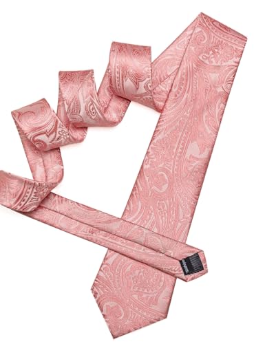 Image of Barry.Wang Men Tie Set Paisley Silk Necktie Pocket Square Cufflinks Formal Wedding Business Party