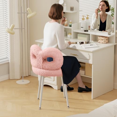 Taburete moderno de dormitorio con respaldo cómodo para tocador y sala de estar 5