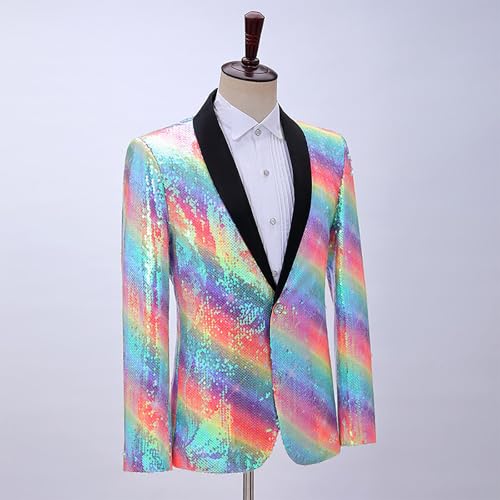 Sequin Suit Jacket for Men Shiny Blazer One Button Sparkly Formal Tuxedo Jackets for Disco Party, Prom, Dinner4