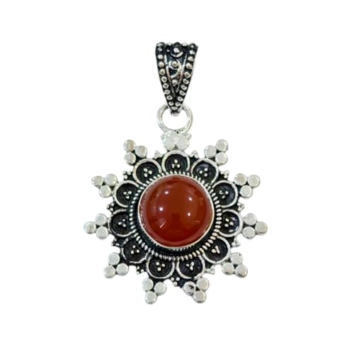 Onyx rouge pendentif femme et homme en argent fait main pour fête et soirée