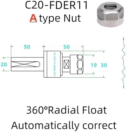 Adjustable Floating Reamer Shank C20 - Precision Straight Shank Radial Holder for Enhanced Drilling Performance - C20-ER11-A, Perfect for Machining Applications