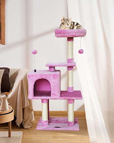 Kiyumi Cat Tree Cat Tower Condo With Sisal Scratching Post For Indoor Cats Cat Tree Cat Furniture With Hammock Perch And Kitten Ball Toys, Multi-Level Pet Activity Center #TOP1