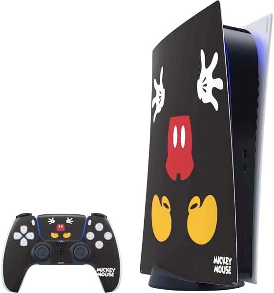 Skinit Decal Gaming Skin Compatible with PS5 Digital Edition Bundle - Officially Licensed Disney Mickey Mouse Black and White Design
