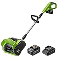 Tolsprint 12-Inch 20V Cordless Electric Snow Shovel - 16ft Throwing Distance, Battery Snow Blower for Driveway, Sidewalk, Walkway, Deck & Patio (20V 4Ah Battery & Quick Charger Included)