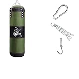 LUOKEKE Saco De Boxeo Adulto Saco de Arena for Boxeo, Duradero, Hueco, Colgante, con Gancho de Cadena de Metal, for Entrenamiento de Fitness y Boxeo Saco Boxeo Adulto(Boxing Green-80)