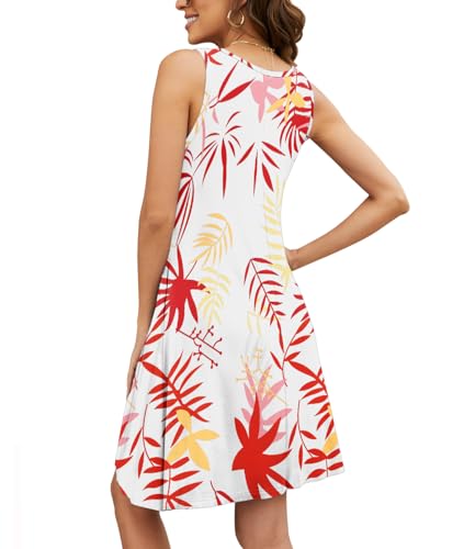 Image of Summer Dresses for Women Casual Sleeveless Swing Sundress with Pockets