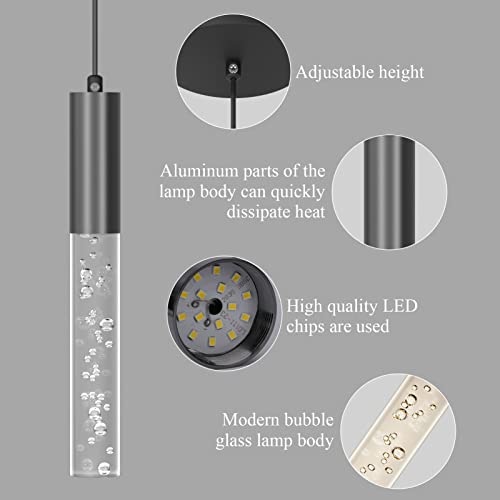 Howskys Black Modern Pendant Lights, Integrated Led 3000K Warm Light Bubble Acrylic Pendant Lamp, Illuminated Ceiling Pendant Lights Over The Kitchen Island Sink(2 Pack) #TOP2