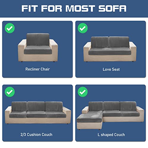 Tewene, Couch Cover Sectional Couch Cover Velvet Sofa Cover Stretch Couch Cover For Sectional Sofa L Shape Leather Sofa Cover Couch Cushion Cover, Velvet Grey/Length 27''X37'' (Only 1 Piece) #TOP1